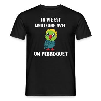 Humour petit perroquet - T-shirt homme - noir - Devant - AI Model Male 178 light (178cm)