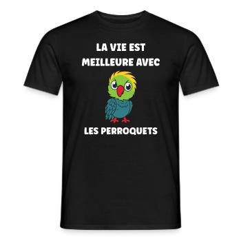 Humour petit perroquet - T-shirt homme - noir - Devant - AI Model Male 178 light (178cm)