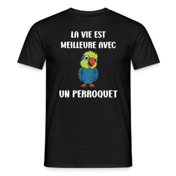 Humour petit perroquet - T-shirt homme - noir - Devant - AI Model Male 178 light (178cm)