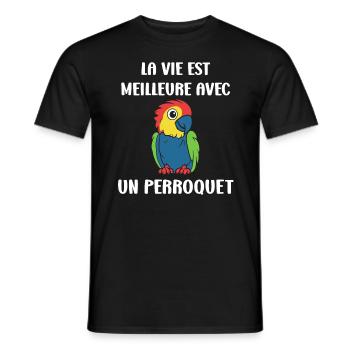 Humour petit perroquet - T-shirt homme - noir - Devant - AI Model Male 178 light (178cm)