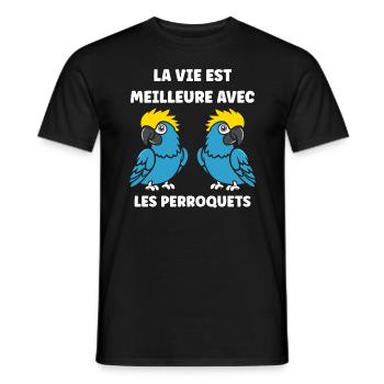 Humour petit perroquet - T-shirt homme - noir - Devant - AI Model Male 178 light (178cm)