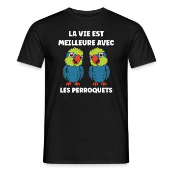 Humour petit perroquet - T-shirt homme - noir - Devant - AI Model Male 178 light (178cm)