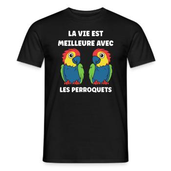 Humour petit perroquet - T-shirt homme - noir - Devant - AI Model Male 178 light (178cm)