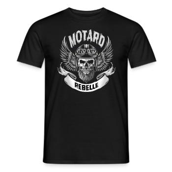motard rebelle tête de mort ailée - T-shirt homme - noir - Devant - AI Model Male 178 light (178cm)