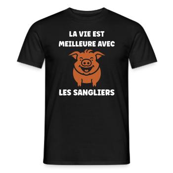 Humour petit sanglier - T-shirt homme - noir - Devant - AI Model Male 178 light (178cm)