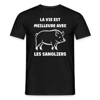 Humour petit sanglier - T-shirt homme - noir - Devant - AI Model Male 178 light (178cm)