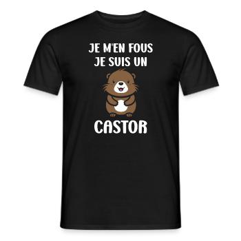 Humour petit castor - T-shirt homme - noir - Devant - AI Model Male 178 light (178cm)
