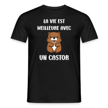 Humour petit castor - T-shirt homme - noir - Devant - AI Model Male 178 light (178cm)