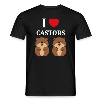 Humour petit castor - T-shirt homme - noir - Devant - AI Model Male 178 light (178cm)