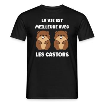 Humour petit castor - T-shirt homme - noir - Devant - AI Model Male 178 light (178cm)