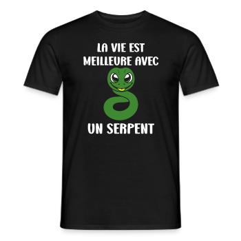 Humour petit serpent - T-shirt homme - noir - Devant - AI Model Male 178 light (178cm)