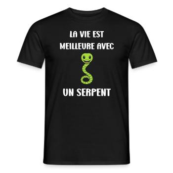 Humour petit serpent - T-shirt homme - noir - Devant - AI Model Male 178 light (178cm)