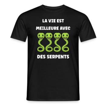 Humour petit serpent - T-shirt homme - noir - Devant - AI Model Male 178 light (178cm)