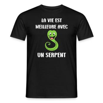 Humour petit serpent - T-shirt homme - noir - Devant - AI Model Male 178 light (178cm)
