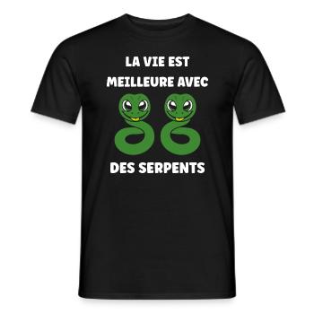Humour petit serpent - T-shirt homme - noir - Devant - AI Model Male 178 light (178cm)