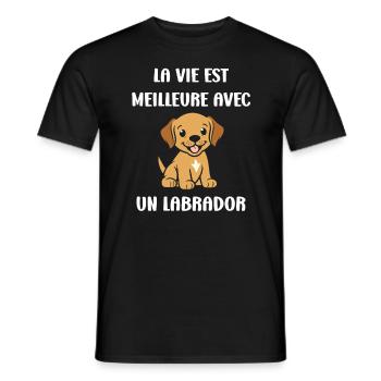 Petit chien humour labrador - T-shirt homme - noir - Devant - AI Model Male 178 light (178cm)