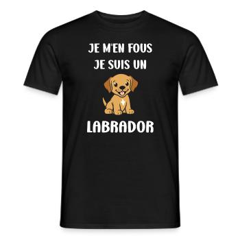 Petit chien humour labrador - T-shirt homme - noir - Devant - AI Model Male 178 light (178cm)