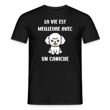 Humour chien petit caniche - T-shirt homme - noir - Devant - AI Model Male 178 light (178cm)