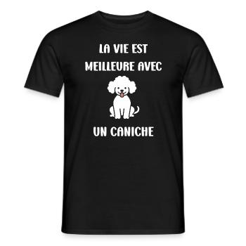 Humour chien petit caniche - T-shirt homme - noir - Devant - AI Model Male 178 light (178cm)