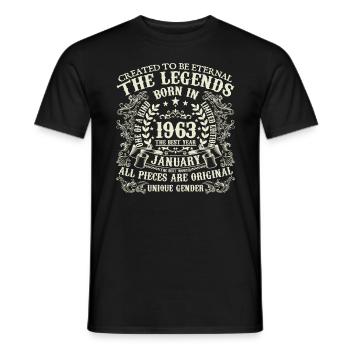 Janvier 1963 anniversaire 1963 Janvier année - T-shirt homme - noir - Devant - AI Model Male 178 light (178cm)