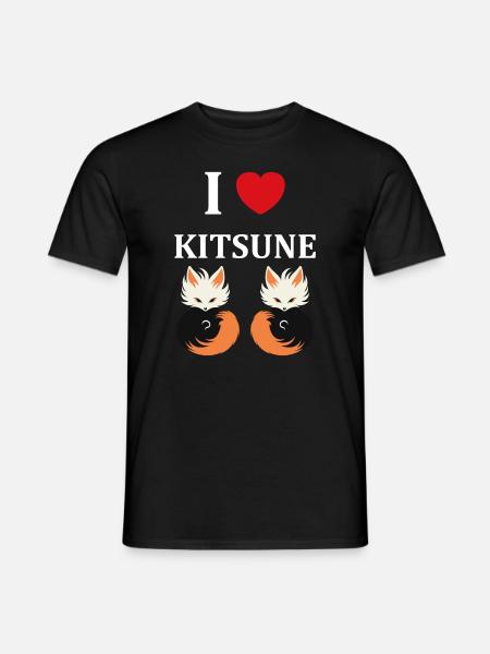 Kitsune Japanischer Little Fox Humor - Männer T-Shirt - Schwarz