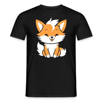 Kitsune Japanese Little Fox Humor - Men's T-Shirt - black - Front - AI Model Male 178 light (178cm)