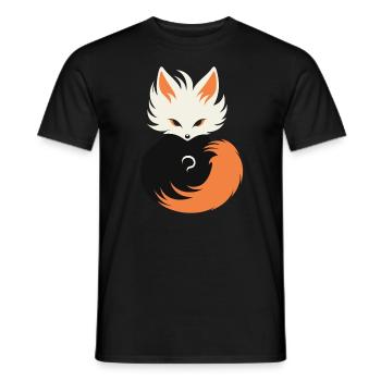Kitsune Japanese Little Fox Humor - Men's T-Shirt - black - Front - AI Model Male 178 light (178cm)