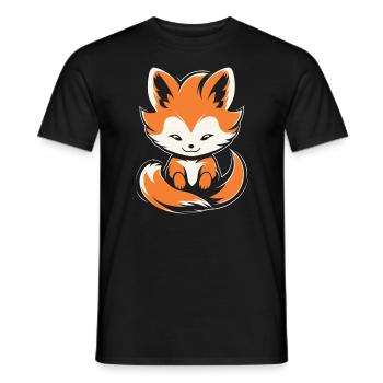 Humour petit renard japonais kitsune - T-shirt homme - noir - Devant - AI Model Male 178 light (178cm)