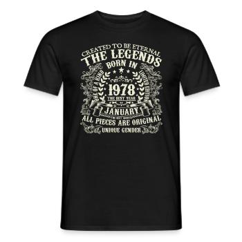 Januar 1978 Geburtstag 1978 Januar Jahr - Männer T-Shirt - Schwarz - Vorne - AI Model Male 178 light (178cm)
