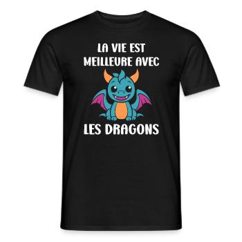 Bébé dragon - T-shirt homme - noir - Devant - AI Model Male 178 light (178cm)