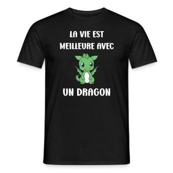 Bébé dragon - T-shirt homme - noir - Devant - AI Model Male 178 light (178cm)