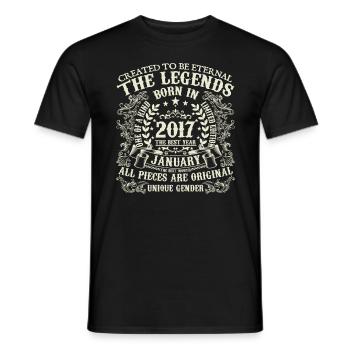 January 2017 Anniversary 2017 January Year - Men's T-Shirt - black - Front - AI Model Male 178 light (178cm)