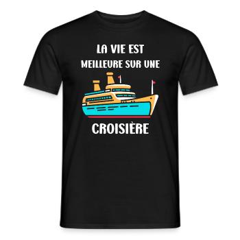 La vie est meilleure sur une Croisière - T-shirt homme - noir - Devant - AI Model Male 178 light (178cm)