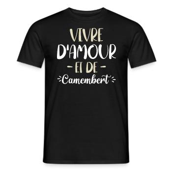 Vivre D'Amour Et De Camembert Humour Fromage - T-shirt homme - noir - Devant - AI Model Male 178 light (178cm)