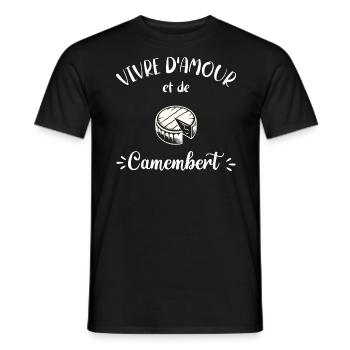 Vivre D'Amour Et De Camembert Humour Fromage - T-shirt homme - noir - Devant - AI Model Male 178 light (178cm)