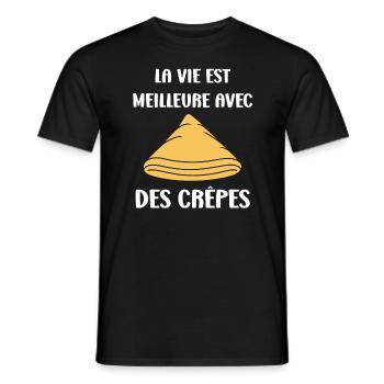 Crêpes Bretagne humour crêpe - T-shirt homme - noir - Devant - AI Model Male 178 light (178cm)