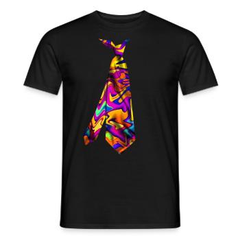 Colorful Printed Necktie T-Shirt Abstract Design - Men's T-Shirt - black - Front - AI Model Male 178 light (178cm)