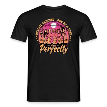 January 1951 Birthday 1951 January 1951 - Men's T-Shirt - black - Front - AI Model Male 178 light (178cm)