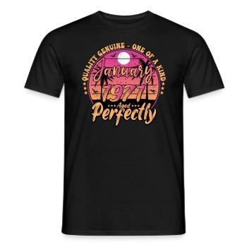 January 1971 Birthday 1971 January 1971 - Men's T-Shirt - black - Front - AI Model Male 178 light (178cm)