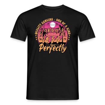 Janvier 1977 anniversaire 1977 Janvier 1977 - T-shirt homme - noir - Devant - AI Model Male 178 light (178cm)