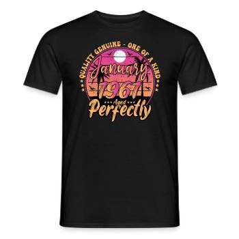 January 1961 Birthday 1961 January 1961 - Men's T-Shirt - black - Front - AI Model Male 178 light (178cm)