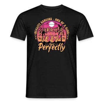January 1957 Birthday 1957 January 1957 - Men's T-Shirt - black - Front - AI Model Male 178 light (178cm)
