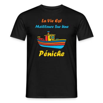 Bateau humour péniche - T-shirt homme - noir - Devant - AI Model Male 178 light (178cm)