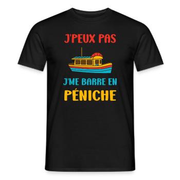 Bateau humour péniche - T-shirt homme - noir - Devant - AI Model Male 178 light (178cm)