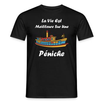 Bateau humour péniche - T-shirt homme - noir - Devant - AI Model Male 178 light (178cm)