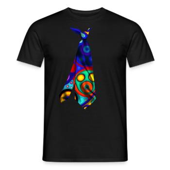 Colorful Printed Necktie T-Shirt Design Circles - Men's T-Shirt - black - Front - AI Model Male 178 light (178cm)