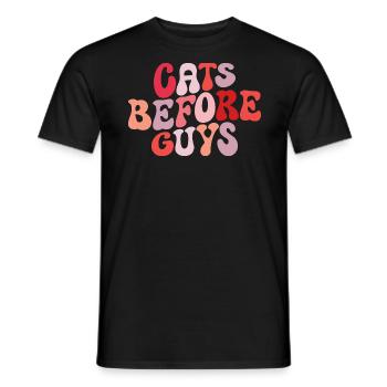 Cats Before Guys Love Cats - Men's T-Shirt - black - Front - AI Model Male 178 light (178cm)