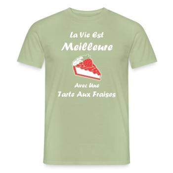 Tarte aux fraises - T-shirt homme - vert sauge - Devant - AI Model Male 178 light (178cm)