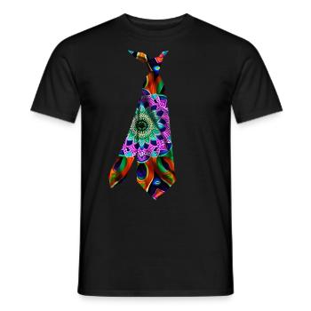 Mandala de conception de t-shirt de cravate imprimé coloré - T-shirt homme - noir - Devant - AI Model Male 178 light (178cm)