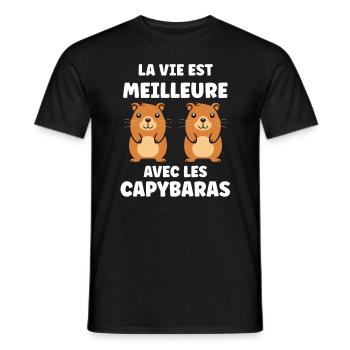 Humour Capybara - T-shirt homme - noir - Devant - AI Model Male 178 light (178cm)